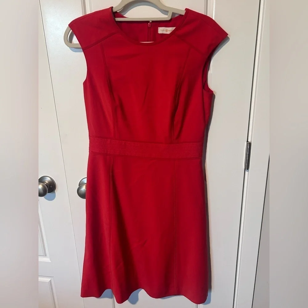 Tory Burch Megan Red Fit and Flare Dress Sleeveless Cocktail Party Dress Size 6